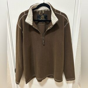 STS Ranchwear brown fleece lined collar quarter-zip pullover men’s size large